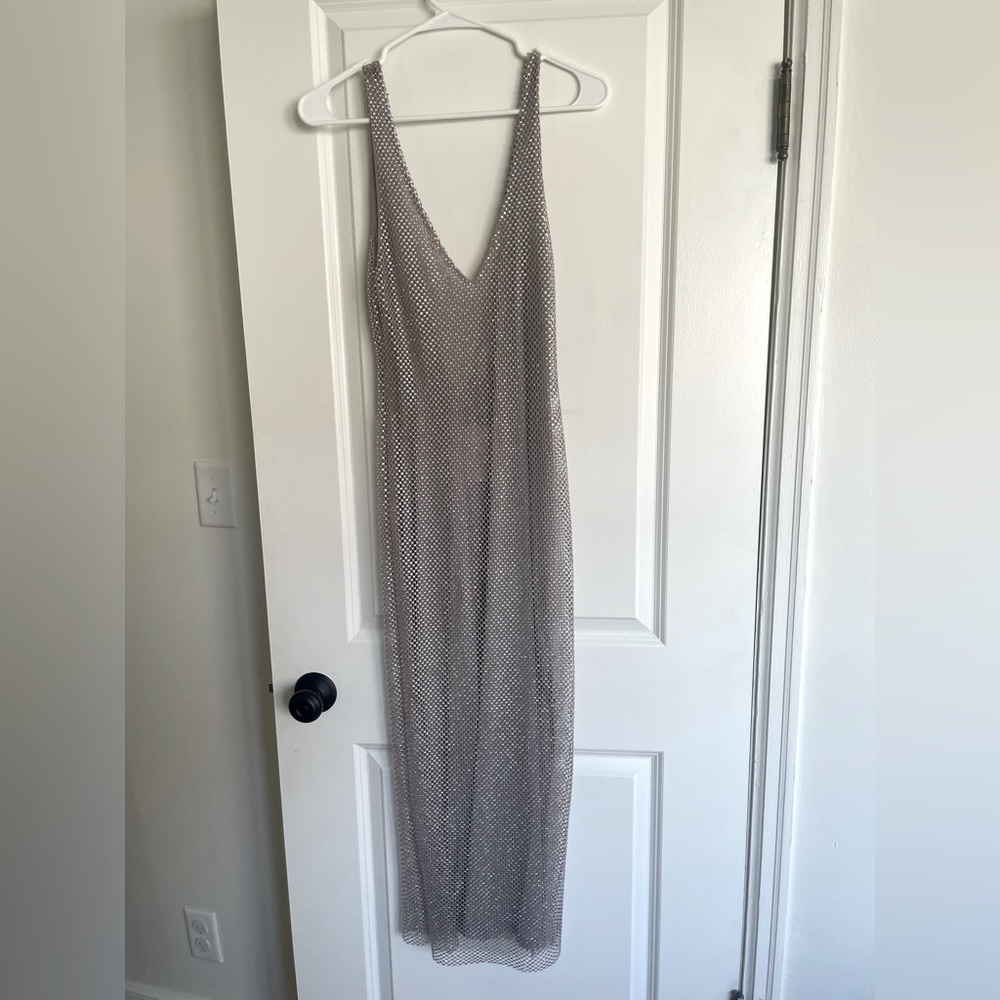 Mushroom GiGi Diamanté Midi Dress